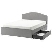 HAUGA Padded bed, 2 containers - Grey Vissle 160x200 cm - best price from Maltashopper.com 69336651