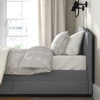 HAUGA Padded bed, 4 containers - Grey Vissle 160x200 cm , 160x200 cm - best price from Maltashopper.com 29336610