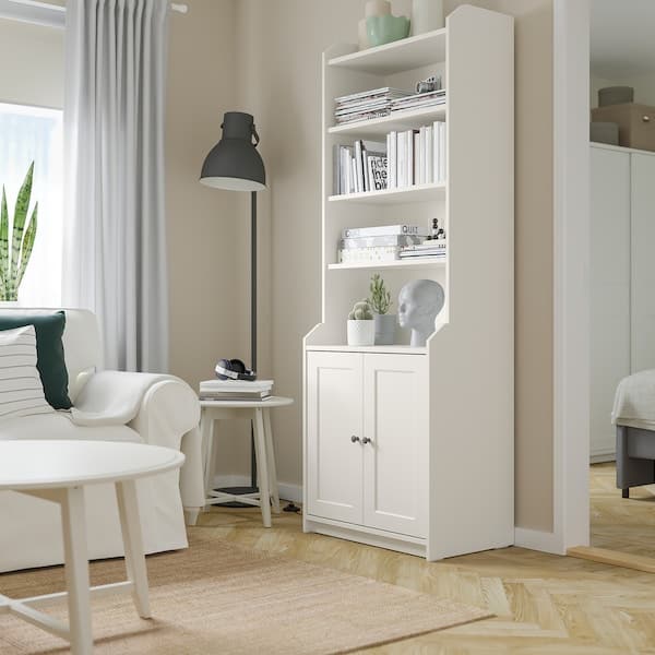 HAUGA - High cabinet with 2 doors, white, 70x199 cm - best price from Maltashopper.com 20415046