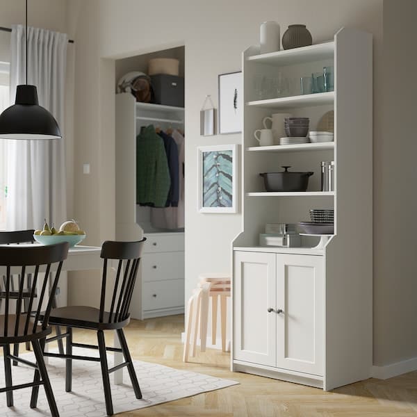 HAUGA - High cabinet with 2 doors, white, 70x199 cm - best price from Maltashopper.com 20415046