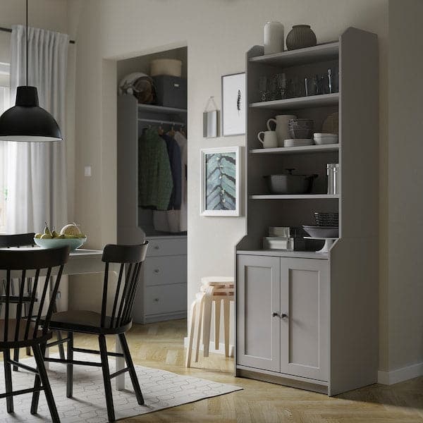 HAUGA - High cabinet with 2 doors, grey, 70x199 cm - best price from Maltashopper.com 60415054