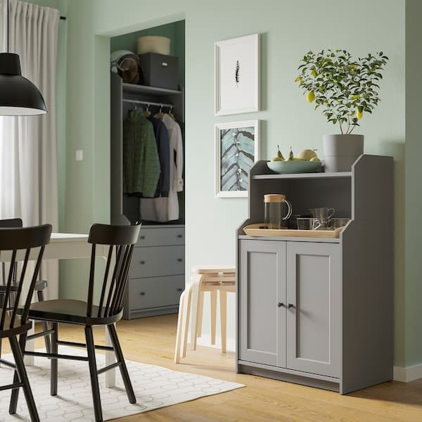 HAUGA - Cabinet with 2 doors, grey, 70x116 cm - best price from Maltashopper.com 40415050