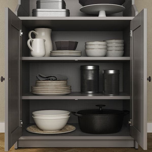 HAUGA - Cabinet with 2 doors, grey, 70x116 cm - best price from Maltashopper.com 40415050