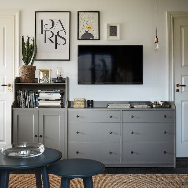 HAUGA - Cabinet with 2 doors, grey, 70x116 cm - best price from Maltashopper.com 40415050