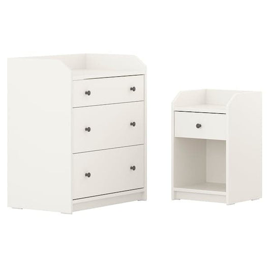 HAUGA - Bedroom furniture, set of 2, white - best price from Maltashopper.com 79483383