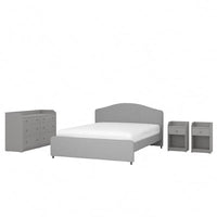 HAUGA - 4-piece bedroom set, Vissle grey, 140x200 cm - best price from Maltashopper.com 19485969