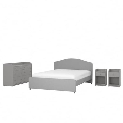 HAUGA - 4-piece bedroom set, Vissle grey, 160x200 cm