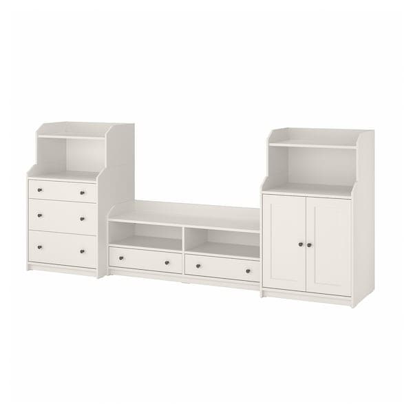 HAUGA - TV/storage combination, white, 277x46x116 cm