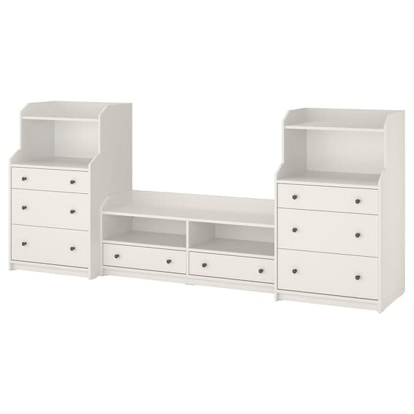 HAUGA - TV/storage combination, white, 277x46x116 cm