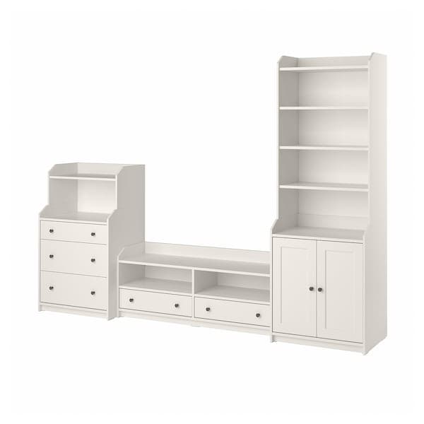 HAUGA - TV/storage combination, white, 277x46x199 cm