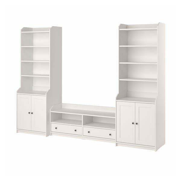 HAUGA - TV/storage combination, white, 277x46x199 cm