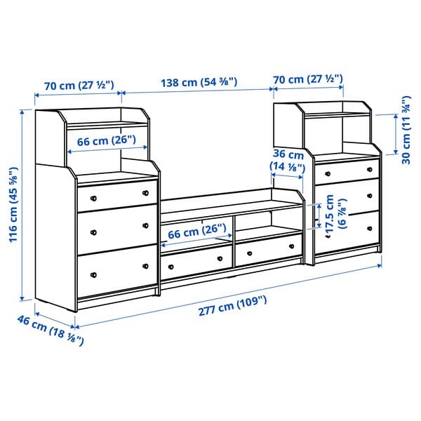 HAUGA - TV/storage combination, white, 277x46x116 cm - best price from Maltashopper.com 59388438