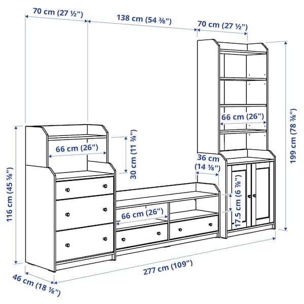 HAUGA - TV/storage combination, white, 277x46x199 cm - best price from Maltashopper.com 19388440