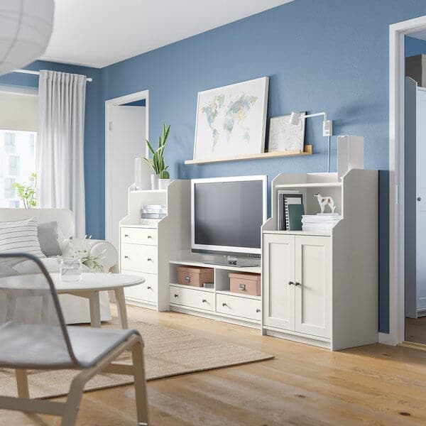 HAUGA - TV/storage combination, white, 277x46x116 cm - best price from Maltashopper.com 99388436