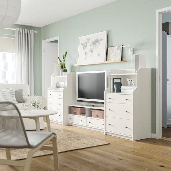 Ikea HAUGA - TV/storage combination, white, 277x46x116 cm