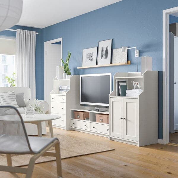 Ikea HAUGA - TV/storage combination, white, 277x46x116 cm