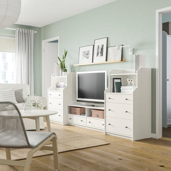 Ikea HAUGA - TV/storage combination, white, 277x46x116 cm