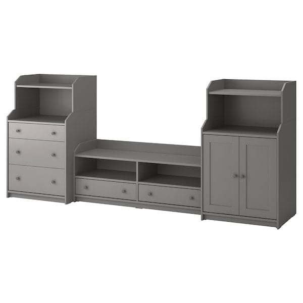HAUGA - TV/storage combination, grey, 277x46x116 cm