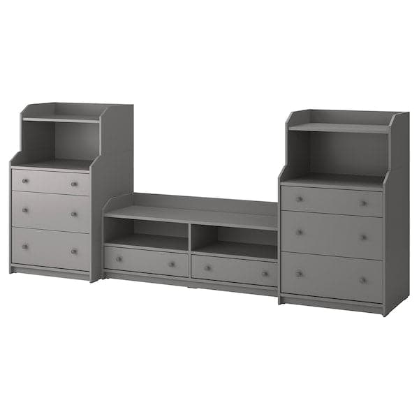 HAUGA - TV/storage combination, grey, 277x46x116 cm