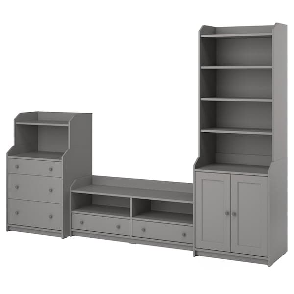 HAUGA - TV/storage combination, grey, 277x46x199 cm