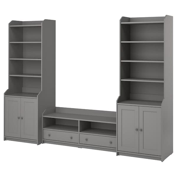 HAUGA - TV/storage combination, grey, 277x46x199 cm