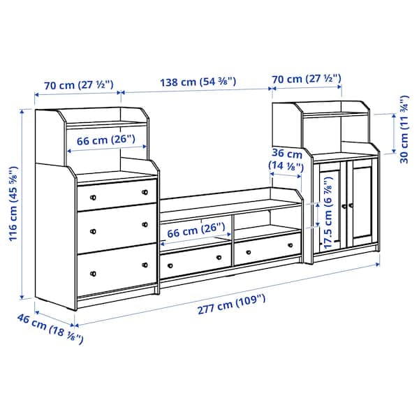 Ikea HAUGA - TV/storage combination, grey, 277x46x116 cm