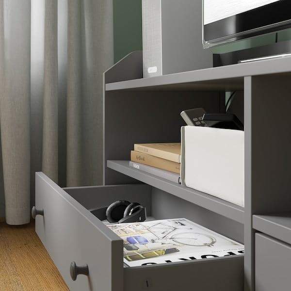 Ikea HAUGA - TV/storage combination, grey, 277x46x116 cm