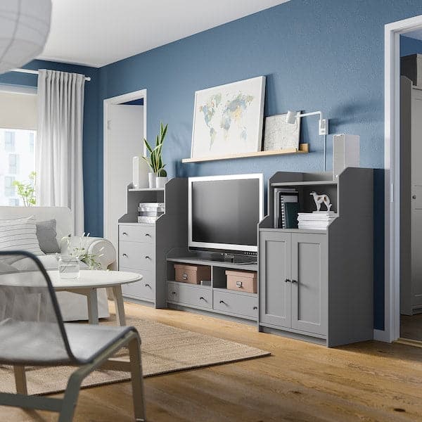 HAUGA - TV/storage combination, grey, 277x46x116 cm - best price from Maltashopper.com 19388435