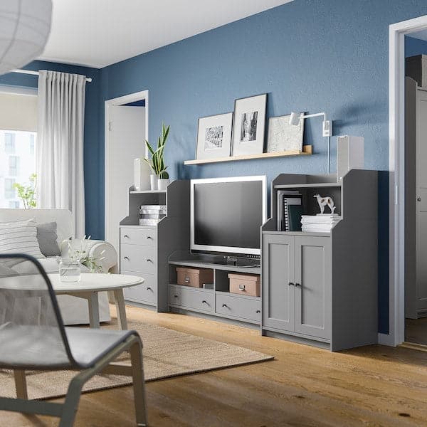 HAUGA - TV/storage combination, grey, 277x46x116 cm - best price from Maltashopper.com 19388435