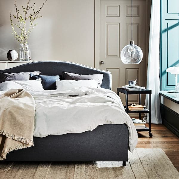 HAUGA Padded bed structure - Grey Vissle 160x200 cm - best price from Maltashopper.com 30446354