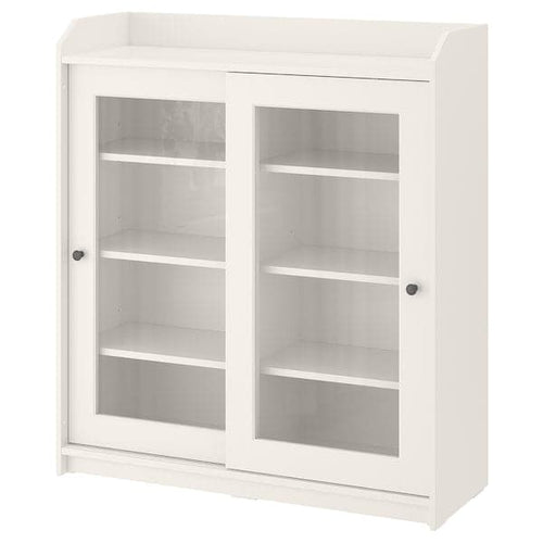 HAUGA - Glass-door cabinet, white, 105x116 cm