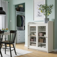 HAUGA - Glass-door cabinet, white, 105x116 cm - best price from Maltashopper.com 30415055