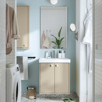 HAVBÄCK - Wash-stand with doors, beige, 60x48x63 cm - best price from Maltashopper.com 70535070