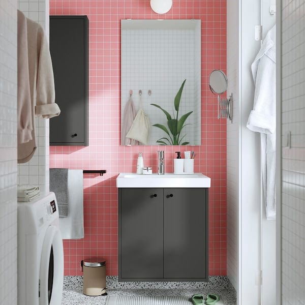 Ikea HAVBÄCK - Wash-stand with doors, dark grey, 60x48x63 cm