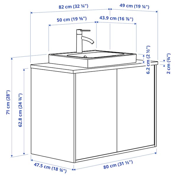 HAVBÄCK / ORRSJÖN - Washbasin/washbasin unit/miscelat, beige/white marble effect,82x49x71 cm - best price from Maltashopper.com 19529973