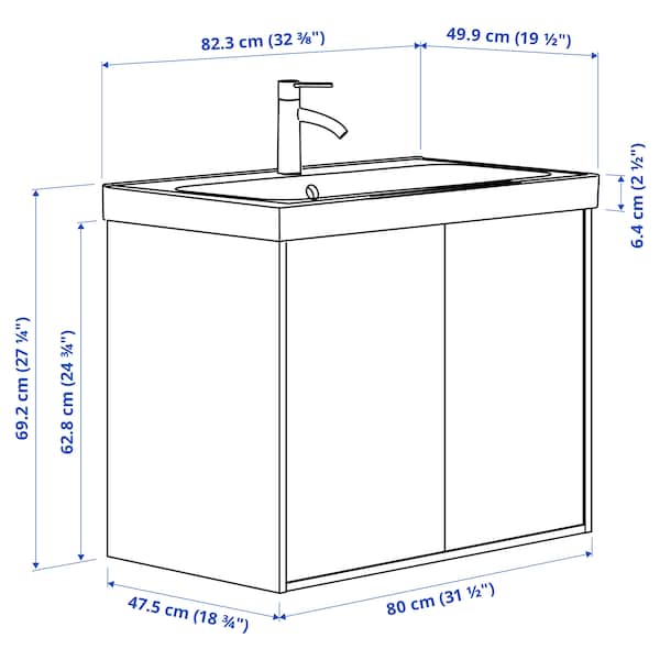 Ikea HAVBÄCK / ORRSJÖN - Washbasin / washbasin unit/miscelat, beige,82x49x69 cm