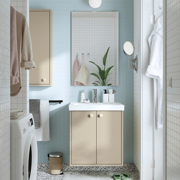 Ikea HAVBÄCK / ORRSJÖN - Washbasin/ante/washbasin unit/mixer, beige,62x49x69 cm