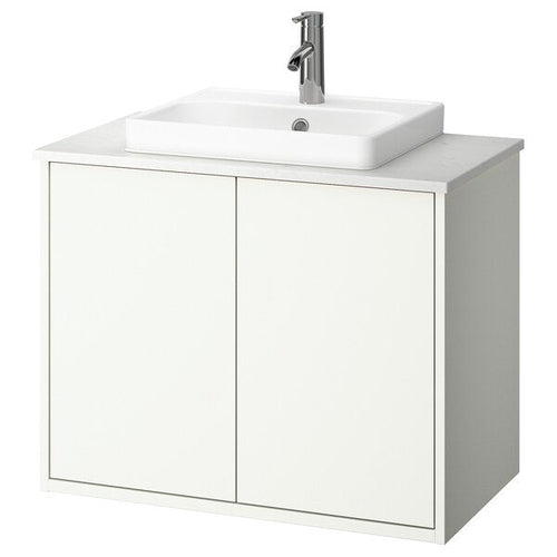 HAVBÄCK / ORRSJÖN - Washbasin/washbasin unit/mixer, white/white marble effect,82x49x71 cm