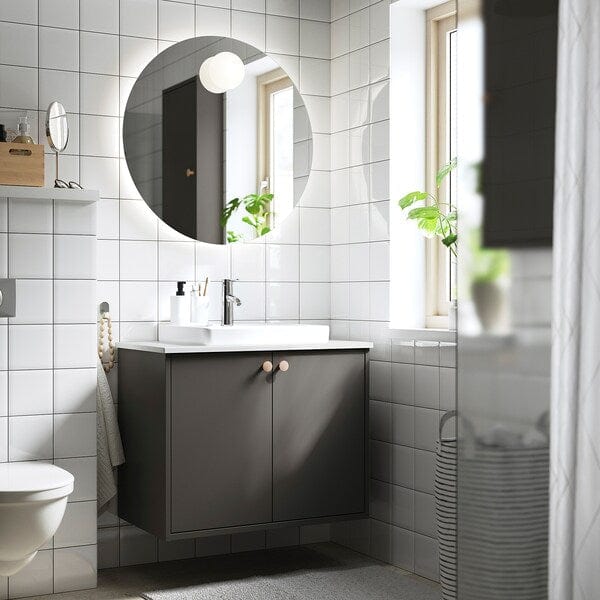 Ikea HAVBÄCK / ORRSJÖN - Washbasin/blend unit, dark grey/white marble effect,82x49x71 cm