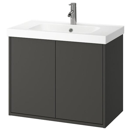 HAVBÄCK / ORRSJÖN - Washbasin / washbasin unit/mixer, dark grey,82x49x69 cm