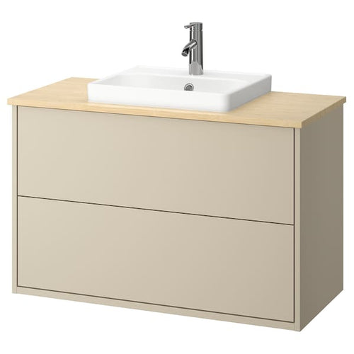 HAVBÄCK / ORRSJÖN - Washbasin/drawer unit/misc, beige/light bamboo,102x49x71 cm
