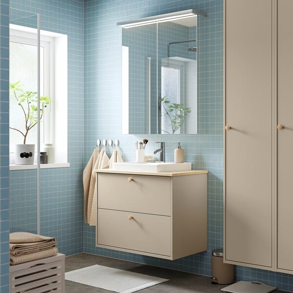 Ikea HAVBÄCK / ORRSJÖN - Washbasin/drawer unit/misc, beige/light bamboo,82x49x71 cm