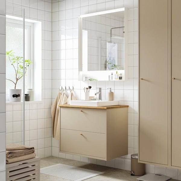 Ikea HAVBÄCK / ORRSJÖN - Washbasin/drawer/misc cabinet, beige/beige, 82x49x71 cm