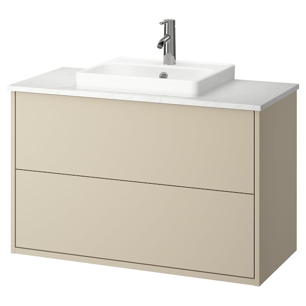 HAVBÄCK / ORRSJÖN - Washbasin/drawer unit/misc, beige/white marble effect,102x49x71 cm - best price from Maltashopper.com 49521536