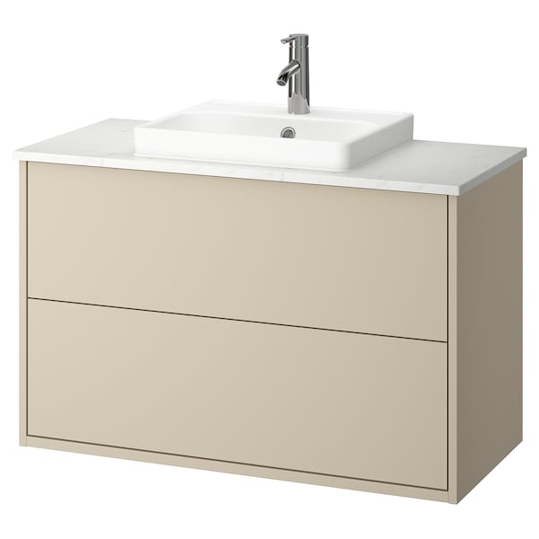 Ikea HAVBÄCK / ORRSJÖN - Washbasin/drawer unit/misc, beige/white marble effect,102x49x71 cm