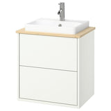 HAVBÄCK / ORRSJÖN wash-stnd w drawers/wash-basin/tap, white/light bamboo, 62x49x71 cm