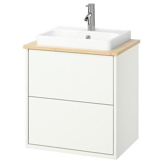Ikea HAVBÄCK / ORRSJÖN - Washbasin/drawer/misc cabinet, white/light bamboo,62x49x71 cm