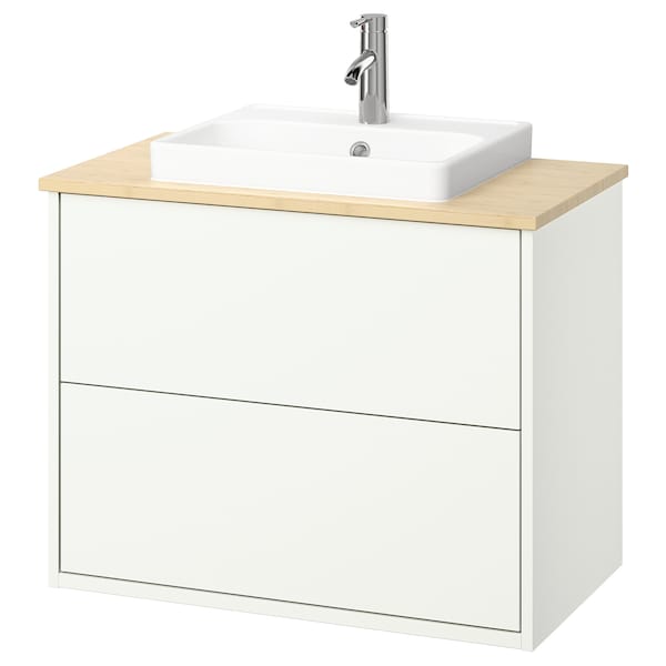 HAVBÄCK / ORRSJÖN - Washbasin/drawer/misc cabinet, white/light bamboo,82x49x71 cm - best price from Maltashopper.com 69514078
