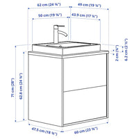 HAVBÄCK / ORRSJÖN - Washbasin/drawer/misc cabinet, white/light bamboo,62x49x71 cm - best price from Maltashopper.com 29521354
