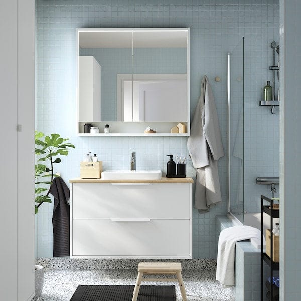 Ikea HAVBÄCK / ORRSJÖN - Washbasin/drawer unit/misc, white/light bamboo,102x49x71 cm